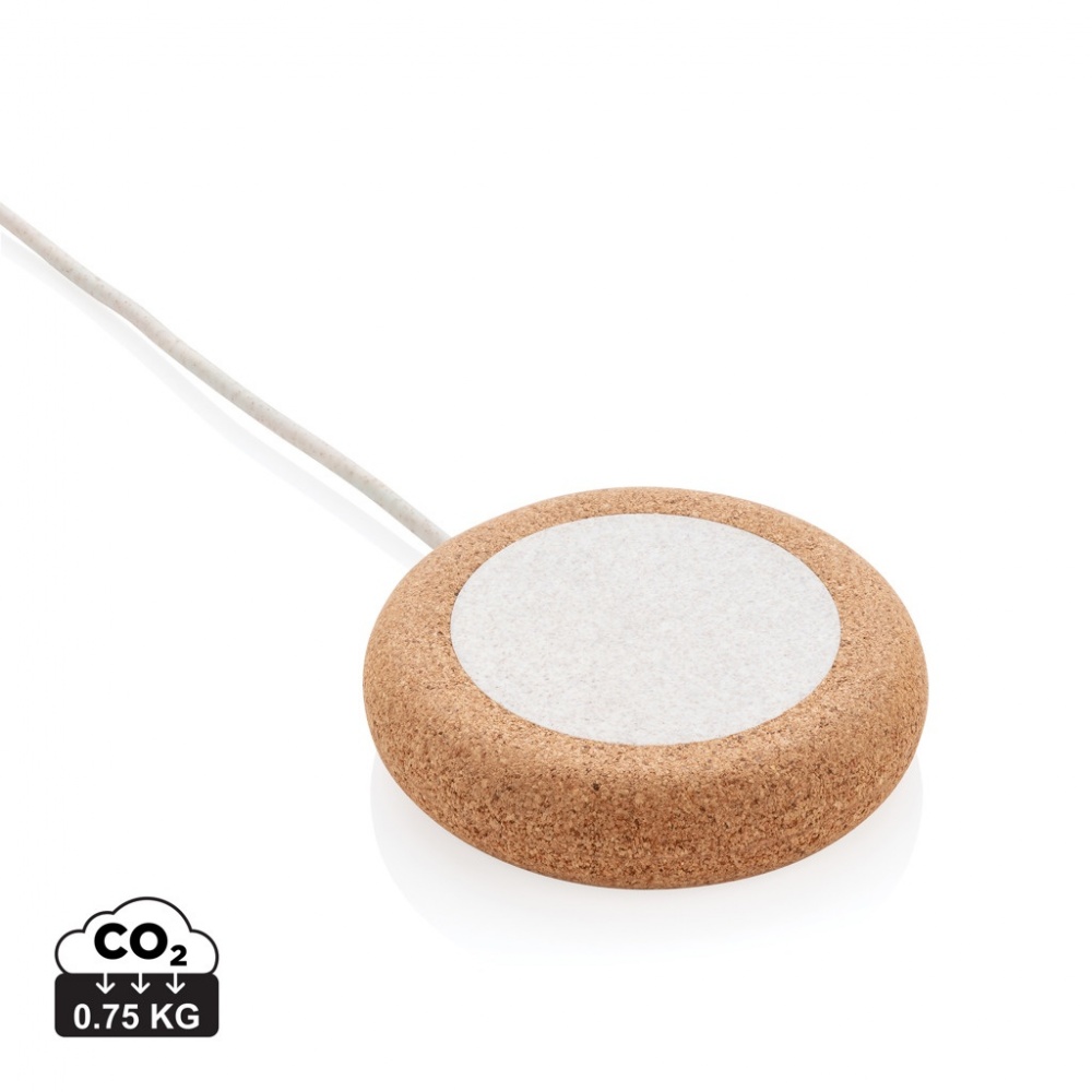 Logo trade promotional merchandise photo of: Cork and Wheat 5W wireless charger