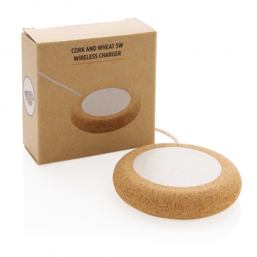 Logo trade corporate gifts picture of: Cork and Wheat 5W wireless charger