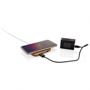 Logotrade advertising product image of: Bamboo 5W wireless charger with USB