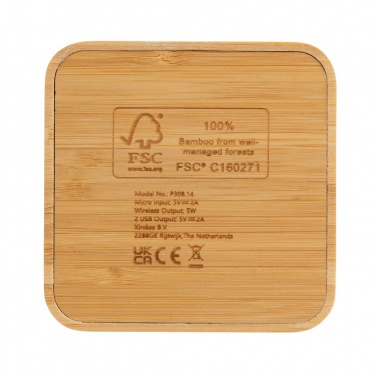 Logotrade business gift image of: Bamboo 5W wireless charger with USB