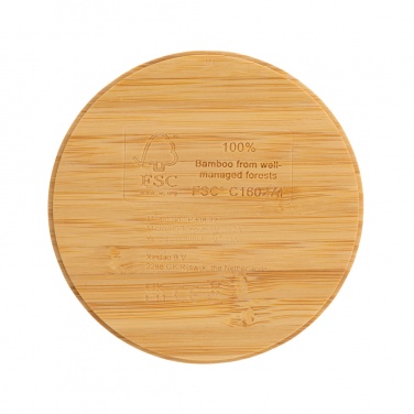 Logo trade business gifts image of: Bamboo 5W round wireless charger