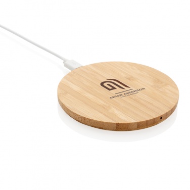 Logotrade promotional gift picture of: Bamboo 5W round wireless charger