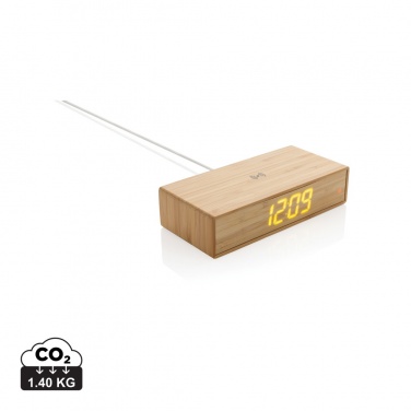 Logotrade promotional merchandise picture of: Bamboo alarm clock with 5W wireless charger