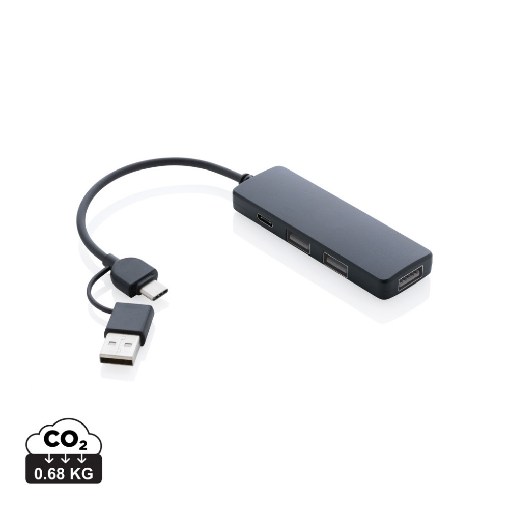 Logo trade promotional giveaway photo of: RCS recycled plastic USB hub with dual input