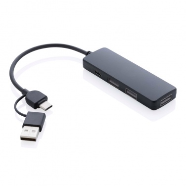 Logo trade advertising products image of: RCS recycled plastic USB hub with dual input