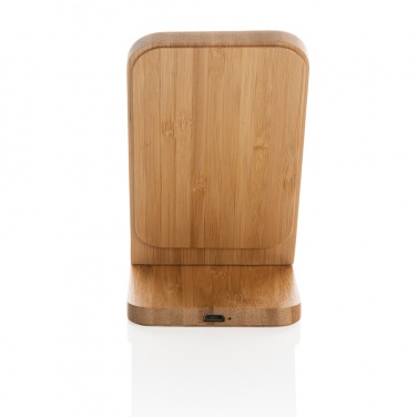 Logo trade business gifts image of: Bamboo 5W wireless charging stand