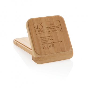 Logo trade promotional merchandise picture of: Bamboo 5W wireless charging stand