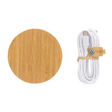 Logo trade advertising products image of: Bamboo 15W wireless charger