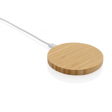 Logo trade promotional gift photo of: Bamboo 15W wireless charger