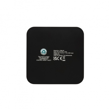 Logo trade promotional merchandise picture of: RCS recycled plastic 10W Wireless charger with USB Ports