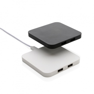 Logo trade corporate gifts image of: RCS recycled plastic 10W Wireless charger with USB Ports