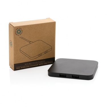 Logotrade corporate gift image of: RCS recycled plastic 10W Wireless charger with USB Ports