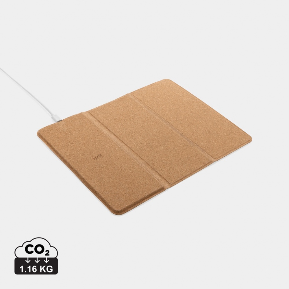 Logotrade advertising products photo of: 10W wireless charging cork mousepad and stand