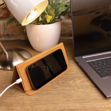 Logotrade advertising products photo of: 10W wireless charging cork mousepad and stand