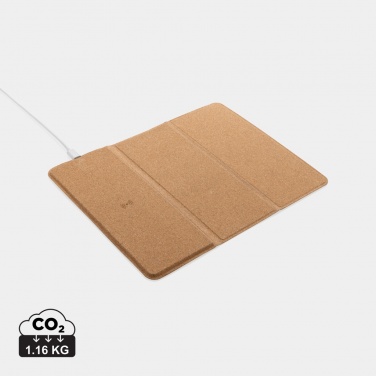 Logo trade advertising products image of: 10W wireless charging cork mousepad and stand