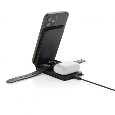 Logo trade promotional merchandise photo of: Swiss Peak RCS rPU 15W  3-in-1 magnetic wireless charger