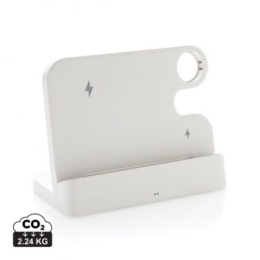 Logo trade promotional gift photo of: Joltz RCS recycled plastic dual 15W charger with iWatch slot