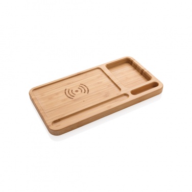 Logo trade business gift photo of: Bamboo desk organiser 5W wireless charger