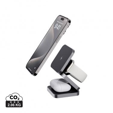 Logo trade promotional gifts picture of: Terra RCS recycled aluminum foldable 3 in 1 15W charger