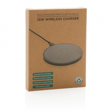 Logo trade promotional giveaways image of: RCS standard recycled plastic 10W wireless charger