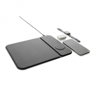 Logotrade promotional gift picture of: Swiss peak RCS recycled PU 15W 3 in 1 charging mousepad