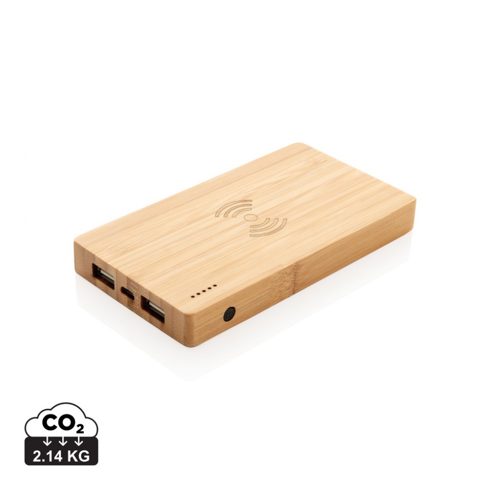 Logotrade promotional products photo of: Bamboo 4.000 mAh wireless 5W Powerbank