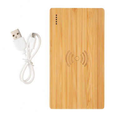 Logotrade promotional item picture of: Bamboo 4.000 mAh wireless 5W Powerbank