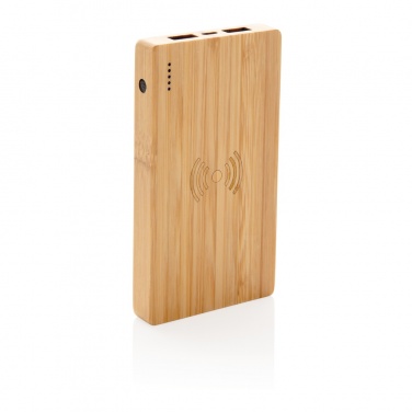 Logo trade advertising products picture of: Bamboo 4.000 mAh wireless 5W Powerbank