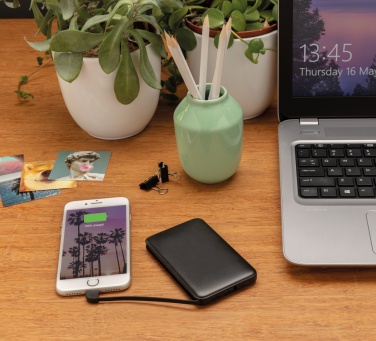 Logo trade promotional merchandise picture of: 5.000 mAh Pocket Powerbank with integrated cables