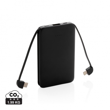 Logotrade promotional merchandise picture of: 5.000 mAh Pocket Powerbank with integrated cables