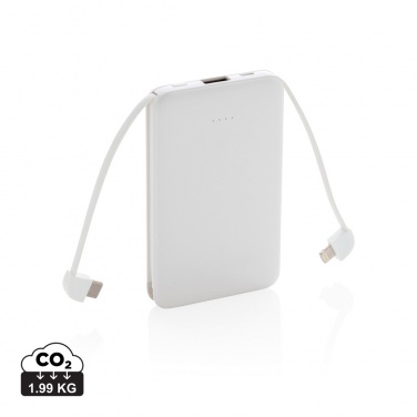 Logo trade promotional gifts image of: 5.000 mAh Pocket Powerbank with integrated cables