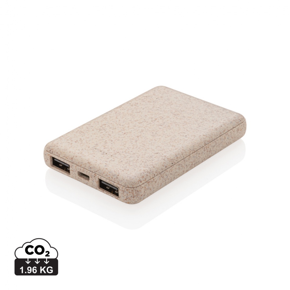 Logotrade corporate gift picture of: Wheat Straw 5.000 mAh Pocket Powerbank