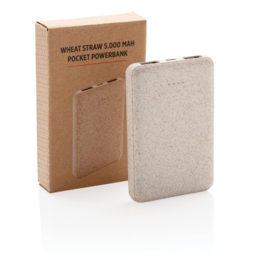 Logo trade advertising product photo of: Wheat Straw 5.000 mAh Pocket Powerbank