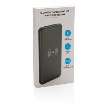 Logotrade corporate gift image of: 10.000 mAh Fast Charging 10W Wireless Powerbank with PD