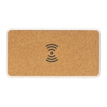 Logo trade advertising products image of: Cork and Wheat Straw 8.000 mAh 5W wireless powerbank