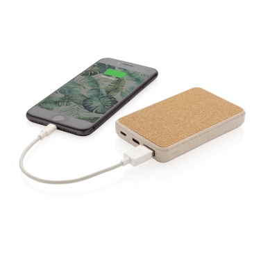 Logo trade corporate gift photo of: Cork and Wheat 5.000 mAh pocket powerbank