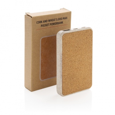 Logotrade promotional item image of: Cork and Wheat 5.000 mAh pocket powerbank