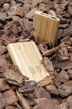 Logo trade business gift photo of: Bamboo 5.000 mAh powerbank