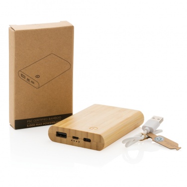 Logo trade promotional merchandise photo of: Bamboo 5.000 mAh powerbank