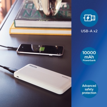 Logo trade promotional products image of: Philips 10.000 mAh slim powerbank