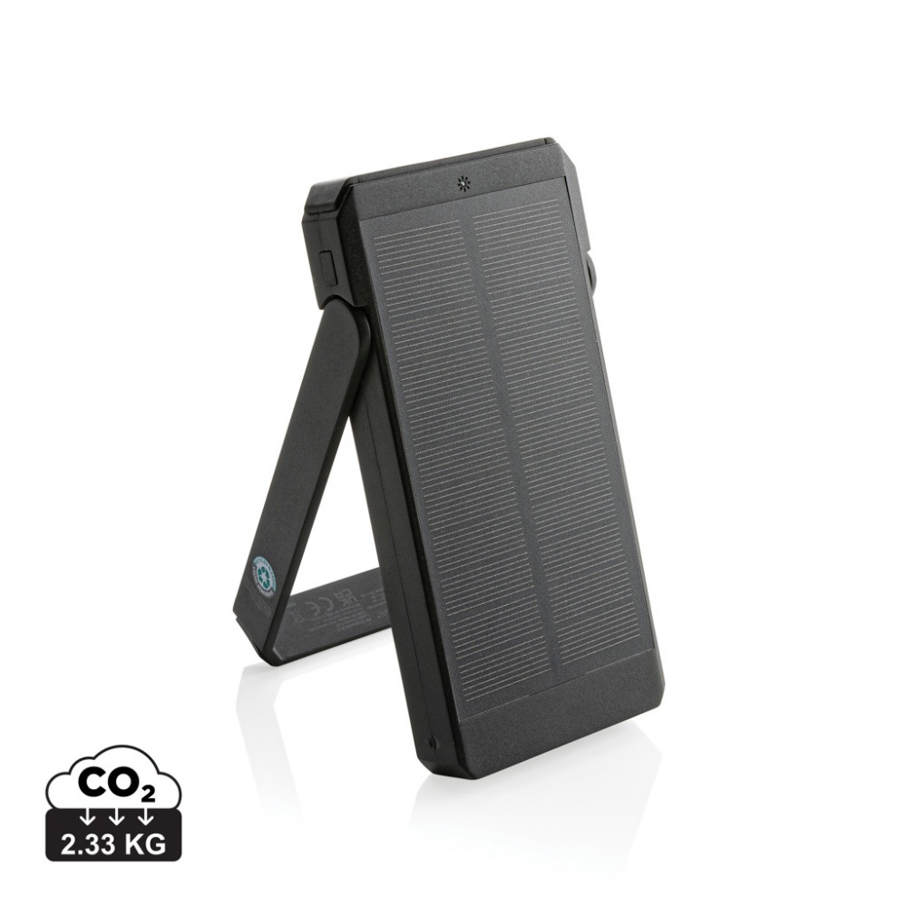 Logo trade promotional products picture of: Skywave RCS recycled plastic solar powerbank 10000 mAh