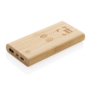 Logo trade promotional item photo of: Bamboo 8.000 mAh 5W wireless powerbank