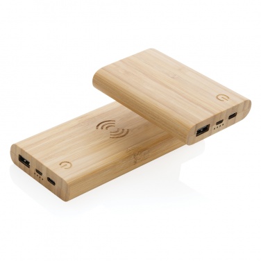 Logo trade promotional giveaways image of: Bamboo 8.000 mAh 5W wireless powerbank