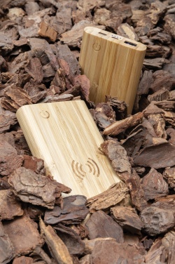 Logo trade advertising products image of: Bamboo 8.000 mAh 5W wireless powerbank