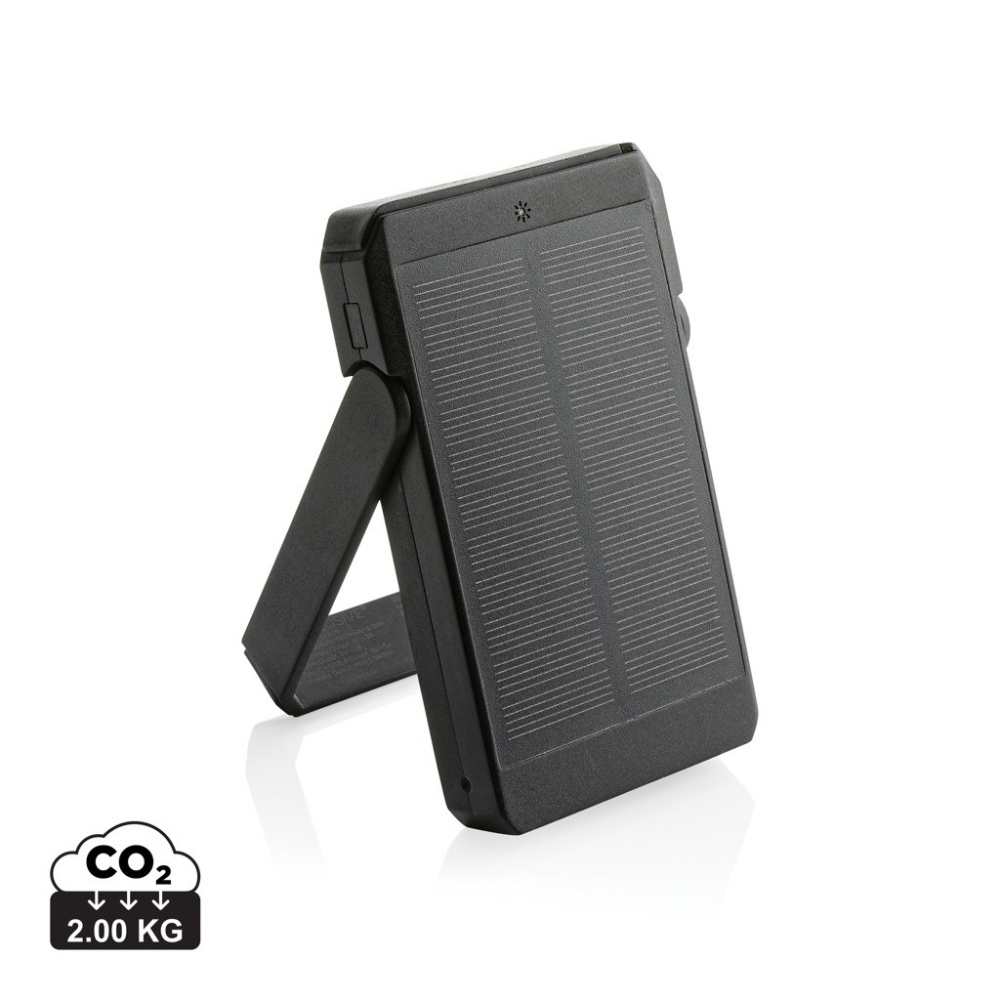 Logotrade promotional product image of: Skywave RCS rplastic solar powerbank 5000 mAh 10W wireless