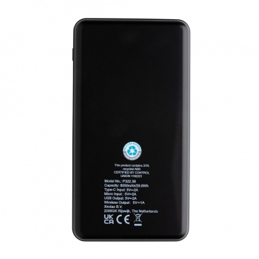 Logotrade promotional merchandise image of: RCS recycled plastic 8000 mAh Wireless Powerbank