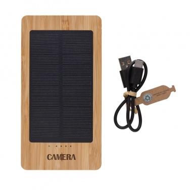 Logo trade corporate gift photo of: Sunwick 10.000 mAh Bamboo solar powerbank