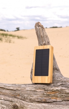 Logo trade promotional products image of: Sunwick 10.000 mAh Bamboo solar powerbank