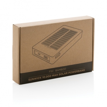 Logo trade promotional merchandise photo of: Sunwick 10.000 mAh Bamboo solar powerbank