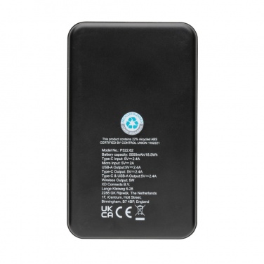 Logo trade promotional merchandise photo of: RCS recycled plastic 5.000 mAh 5W wireless powerbank